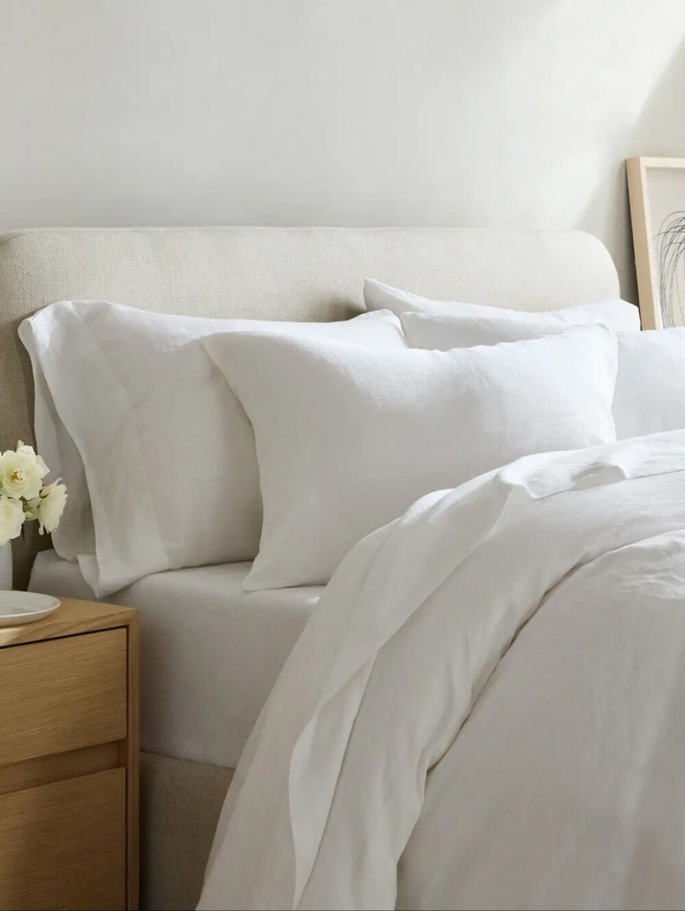 Quince European Linen Duvet Cover Set White Full/Queen NWT 100% Linen + Shams